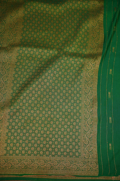 Soft Banarasi Semi Silk Saree with Full Brocade Body – Green & Antique Gold