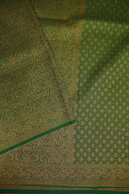 Soft Banarasi Semi Silk Saree with Full Brocade Body – Green & Antique Gold