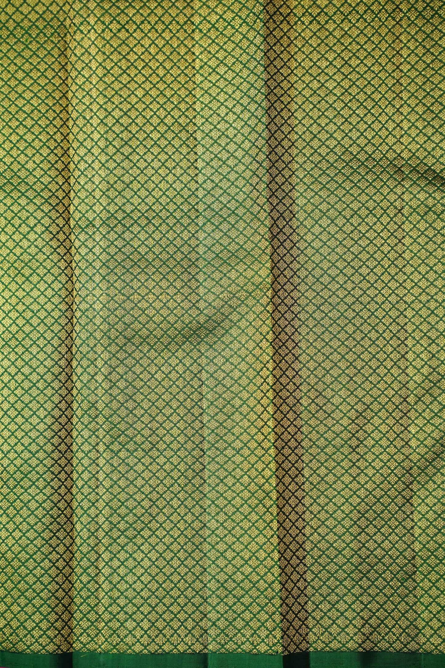 Rani Pink & Green Pure Kanchipuram Silk Saree with Zari Checks Pallu | Silk Mark Certified