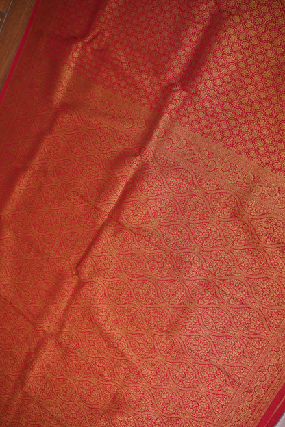 Soft Banarasi Semi Silk Saree with Full Brocade Body – Red & Antique Gold