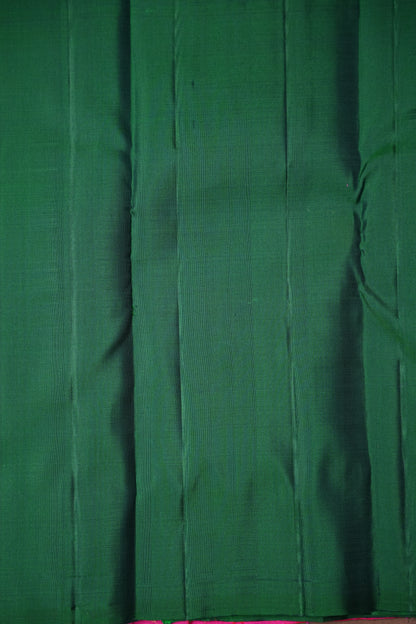 Rani Pink & Green Pure Kanchipuram Silk Saree with Zari Checks Pallu | Silk Mark Certified