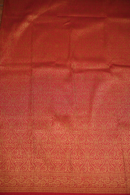 Soft Banarasi Semi Silk Saree with Full Brocade Body – Red & Antique Gold
