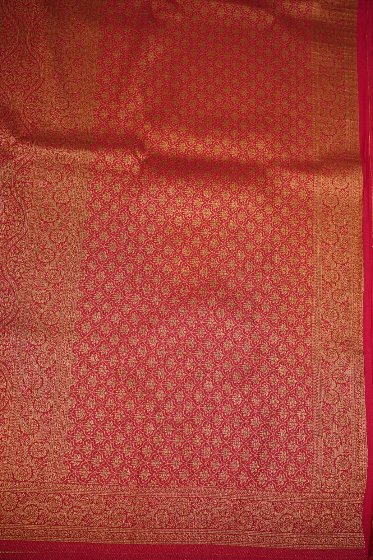 Soft Banarasi Semi Silk Saree with Full Brocade Body – Red & Antique Gold