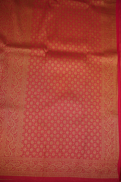 Soft Banarasi Semi Silk Saree with Full Brocade Body – Red & Antique Gold