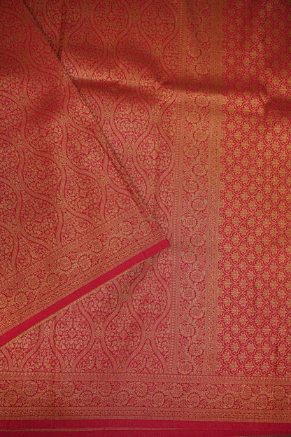 Soft Banarasi Semi Silk Saree with Full Brocade Body – Red & Antique Gold