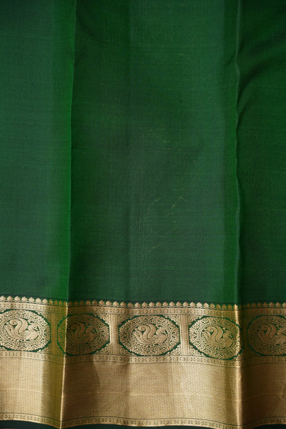 Green Pure Kanchipuram Silk Saree with Antique Gold Zari Weaving | Silk Mark Certified