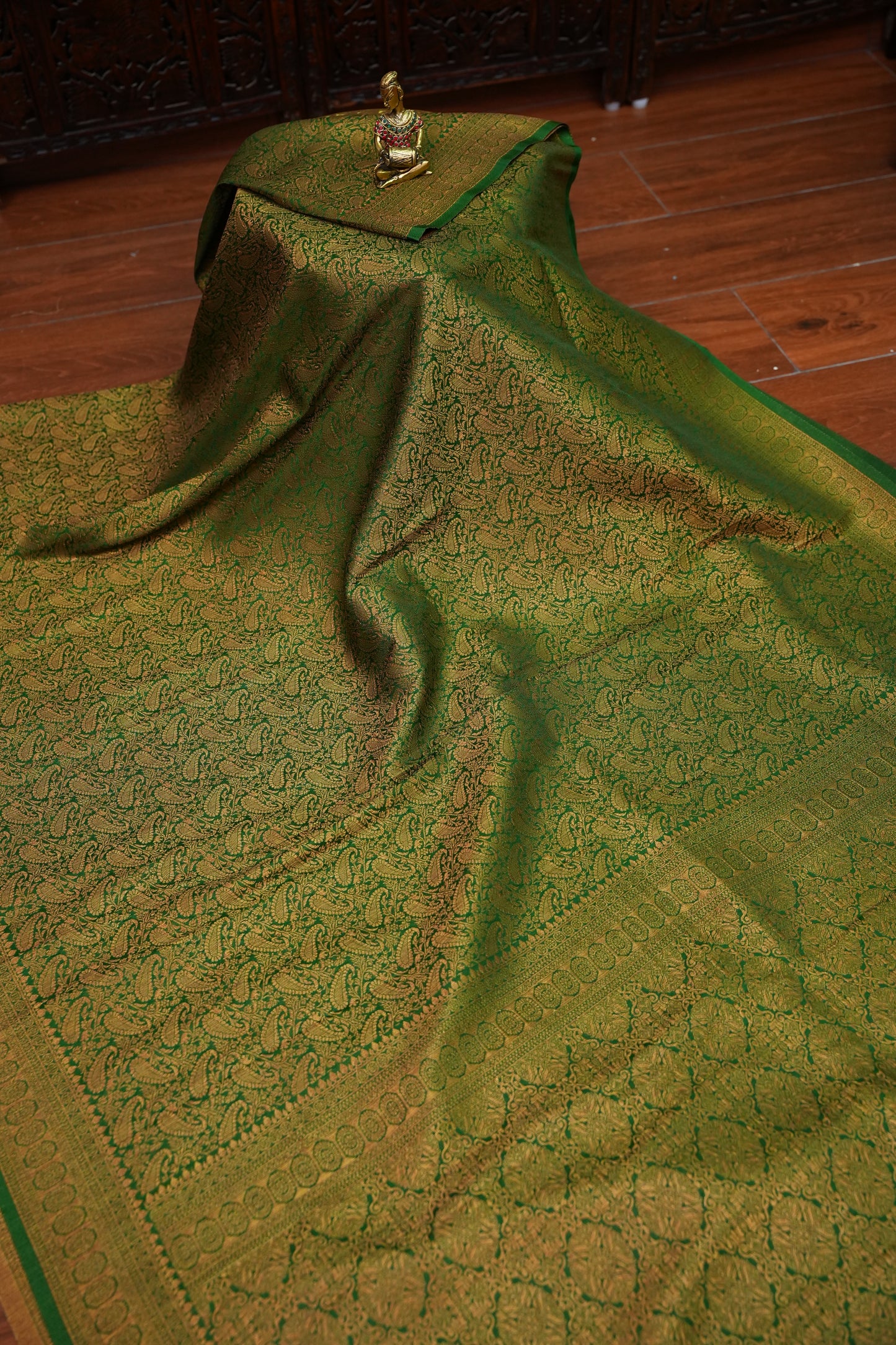Soft Banarasi Semi Silk Full Brocade Saree – Green