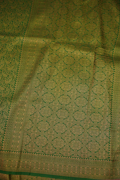 Soft Banarasi Semi Silk Full Brocade Saree – Green