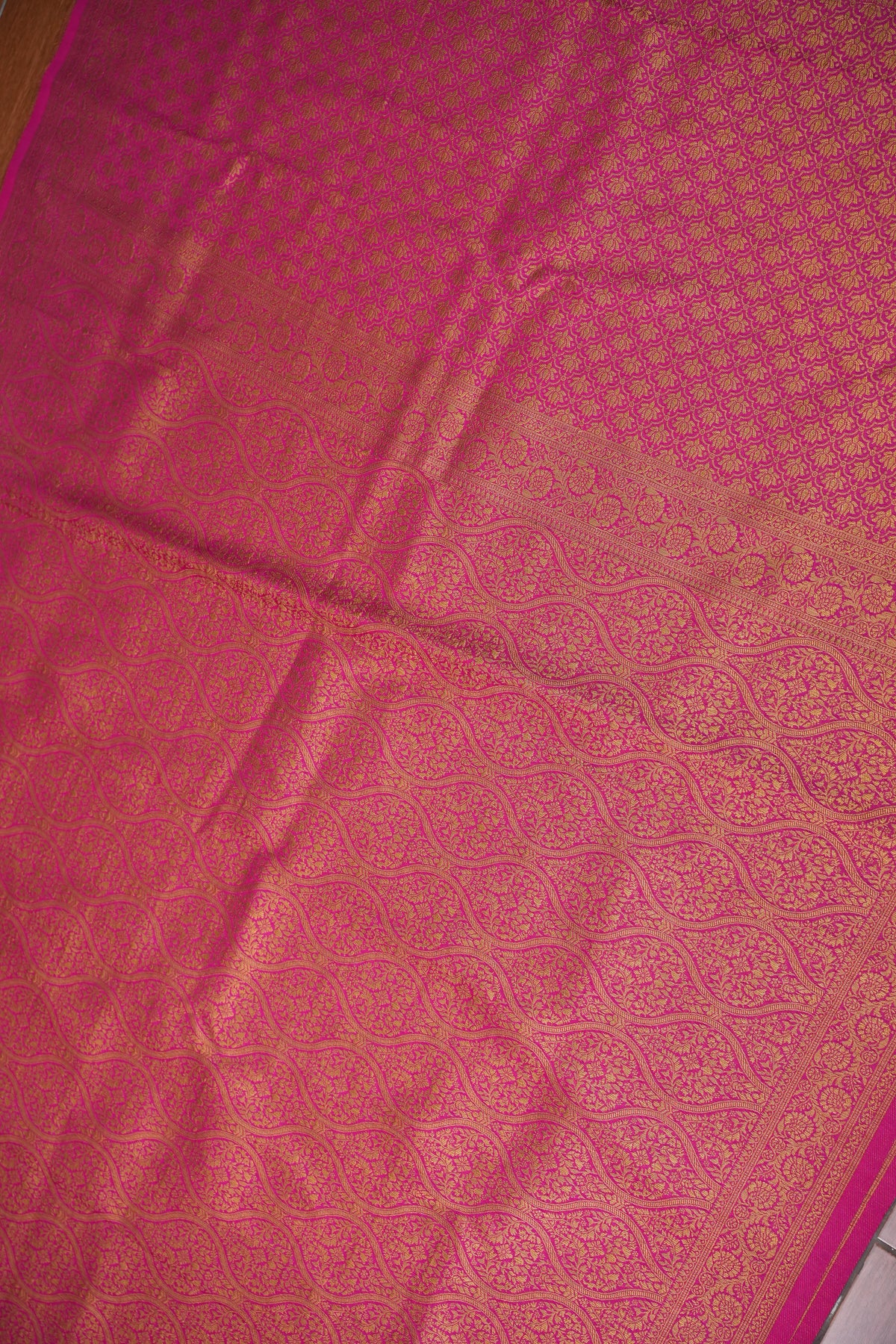 Soft Banarasi Semi Silk Full Brocade Saree – Rani Pink
