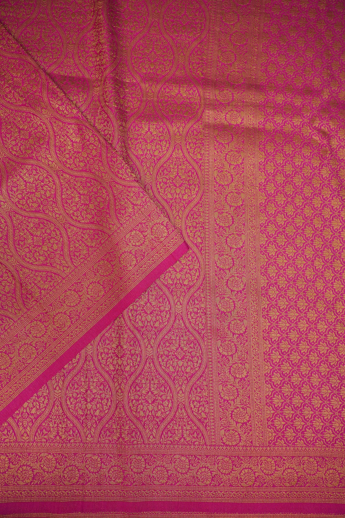Soft Banarasi Semi Silk Full Brocade Saree – Rani Pink