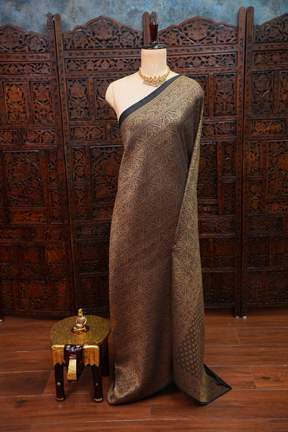 Soft Banarasi Semi Silk Full Brocade Saree – Black