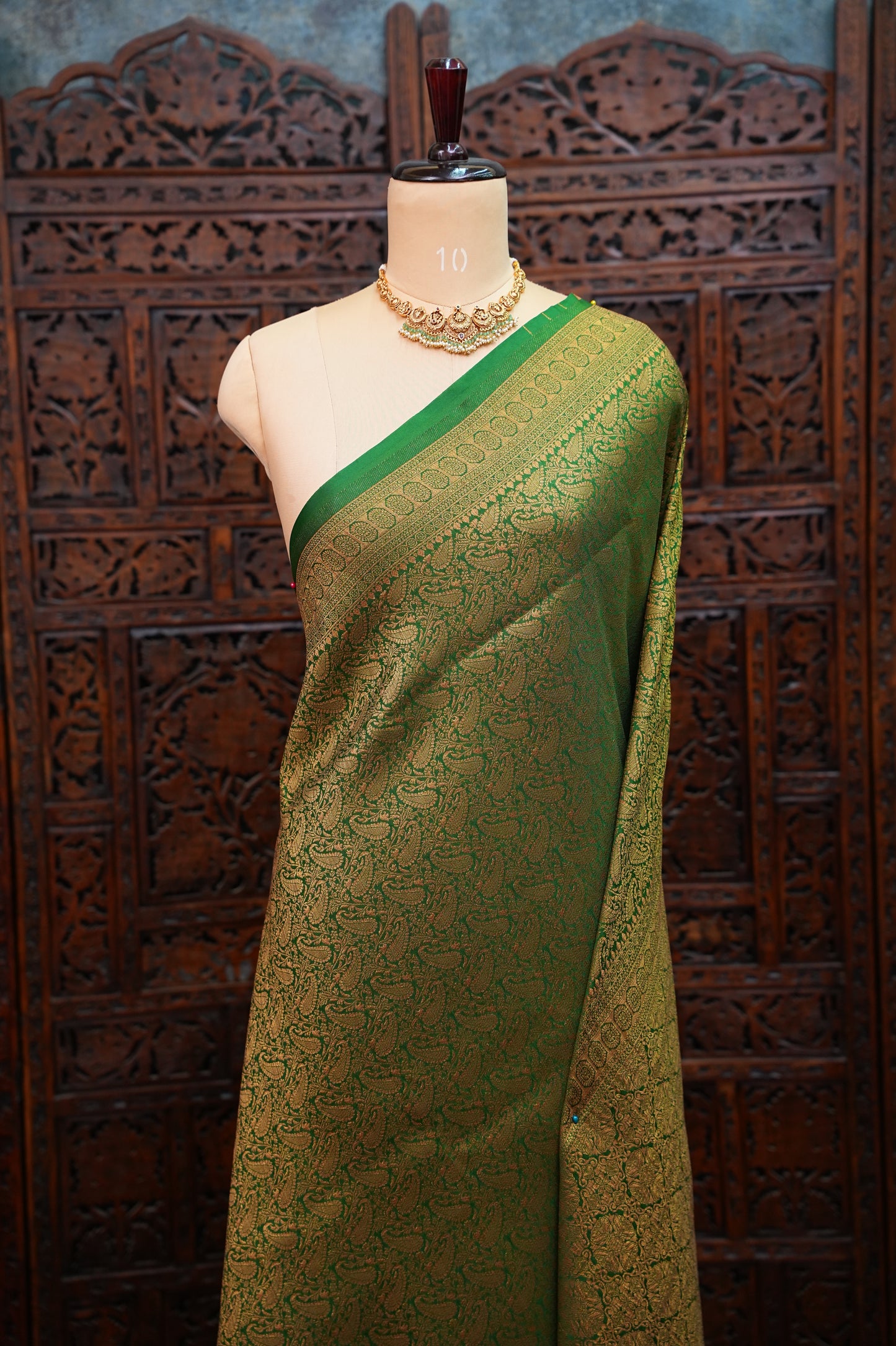 Soft Banarasi Semi Silk Full Brocade Saree – Green