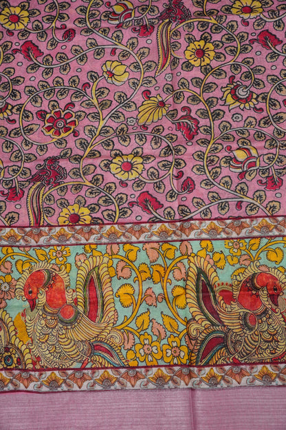 Digital Printed Pure Linen Saree - Baby Pink