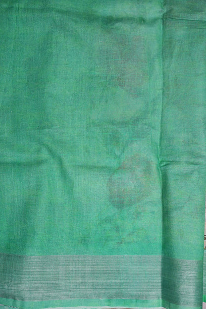 Digital Printed Pure Linen Saree - White