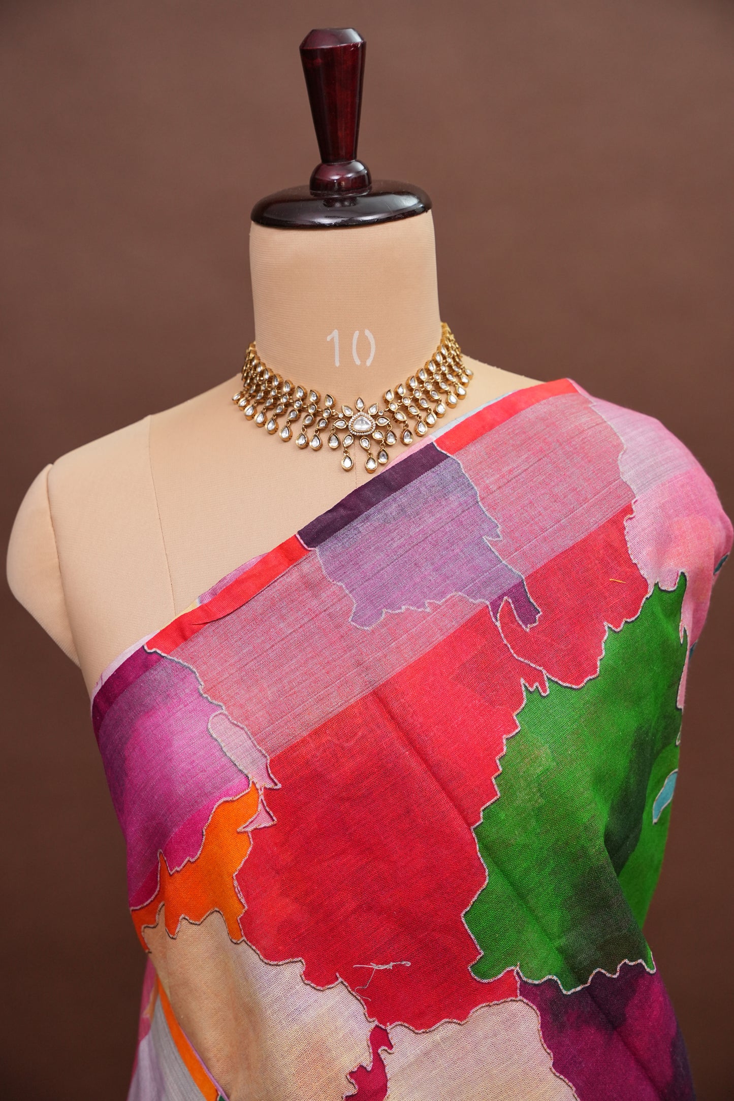 Digital Printed Pure Linen Saree - Multicolor