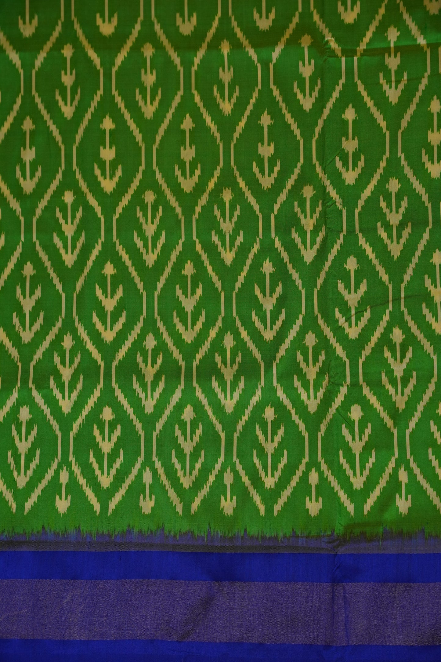 Pure Ikkat Soft Silk Saree - Green & Blue