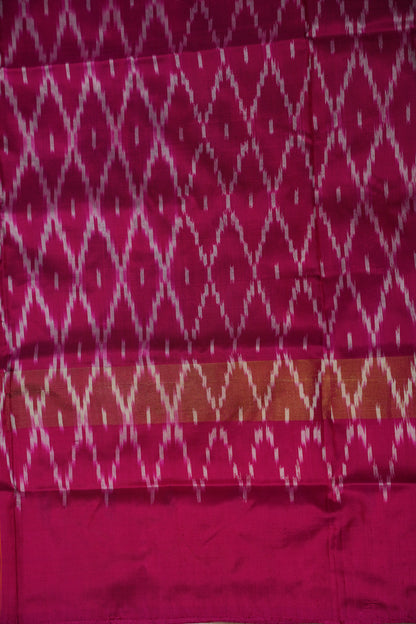 Pure Ikkat Soft Silk Saree - Turquoise Blue & Rani Pink
