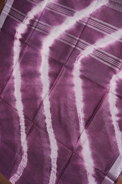 Pure Linen Shibori Print Saree - Wine