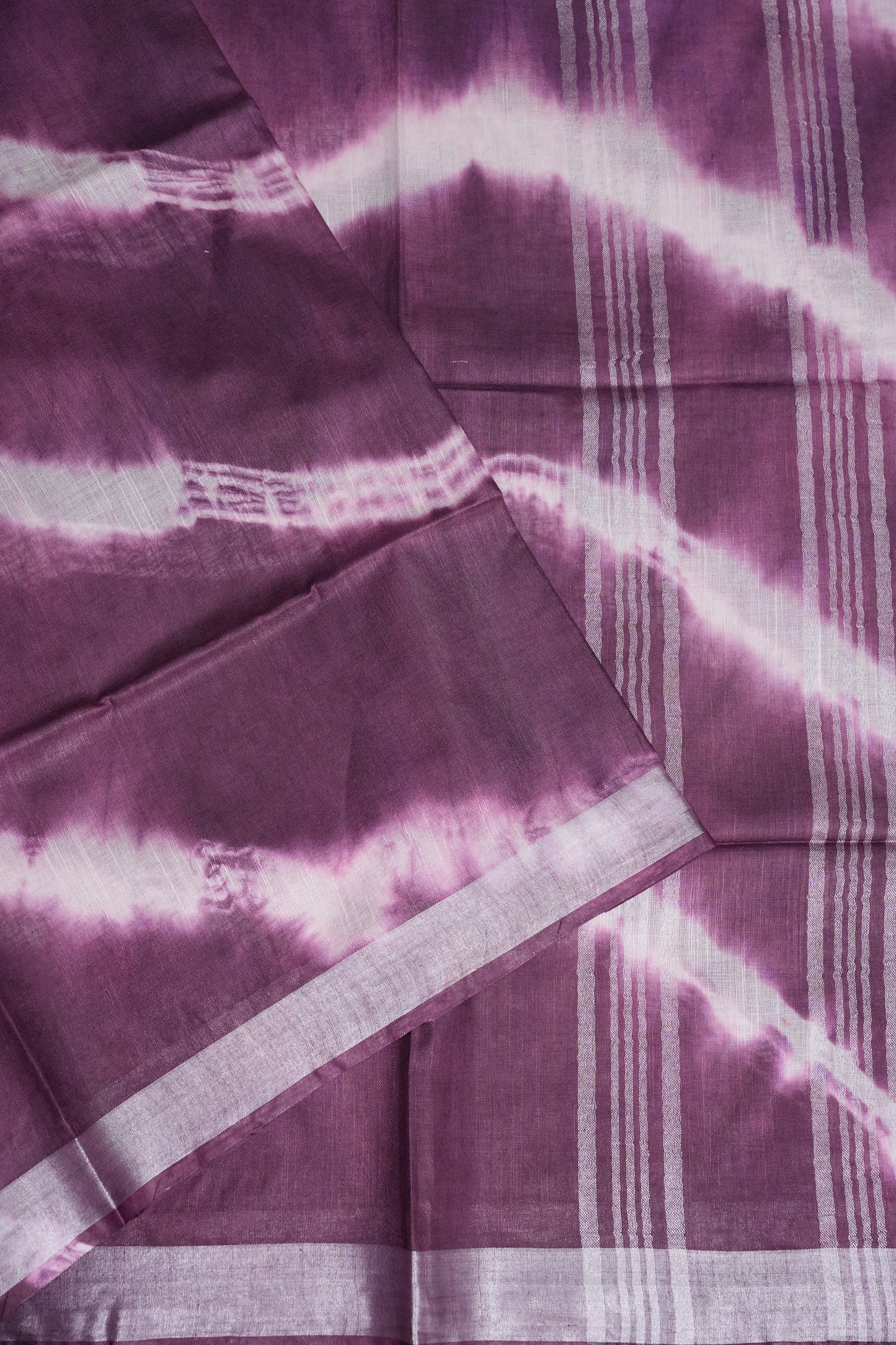 Pure Linen Shibori Print Saree - Wine