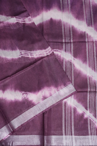 Pure Linen Shibori Print Saree - Wine