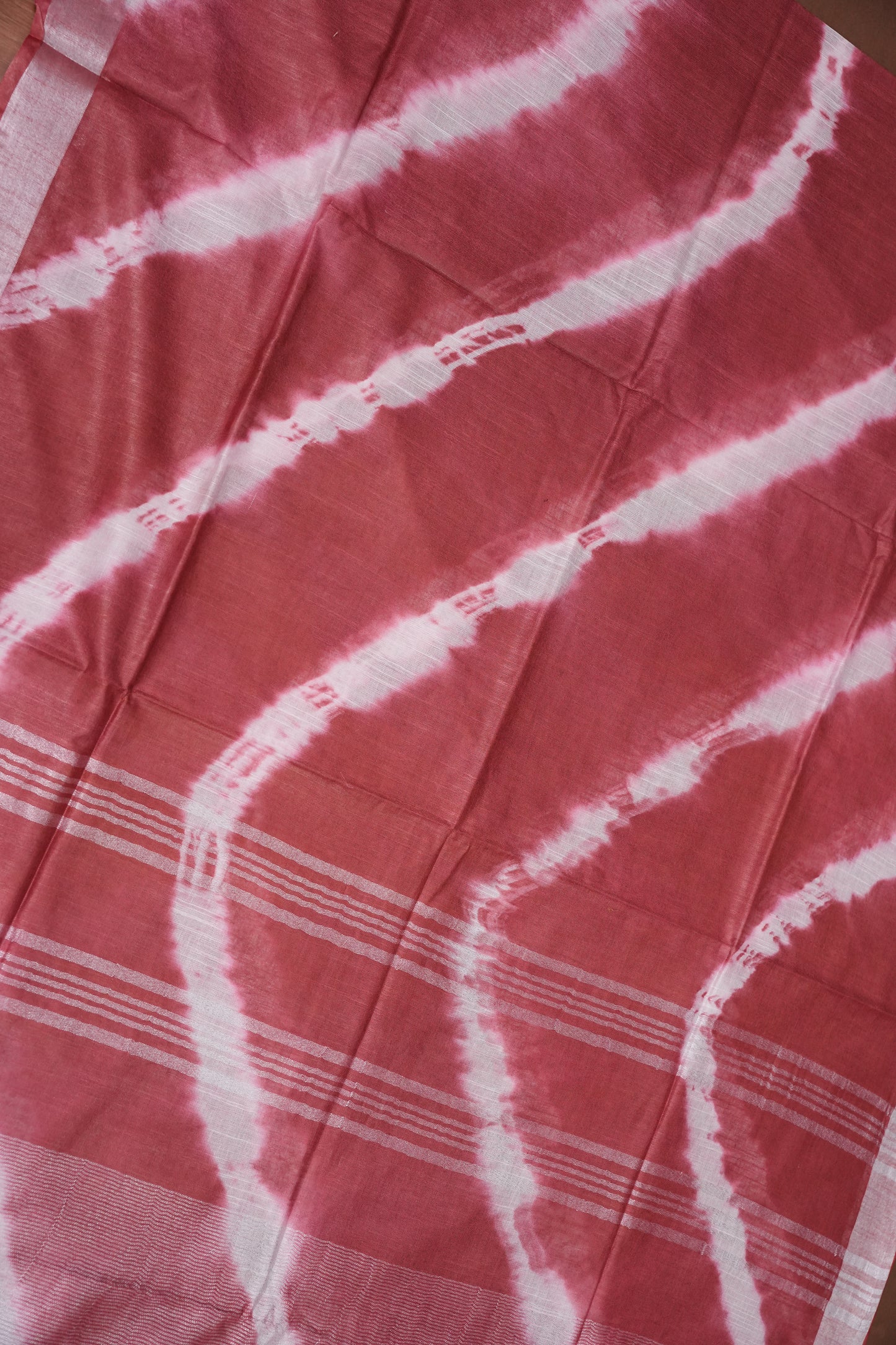 Pure Linen Shibori Print Saree - Maroon