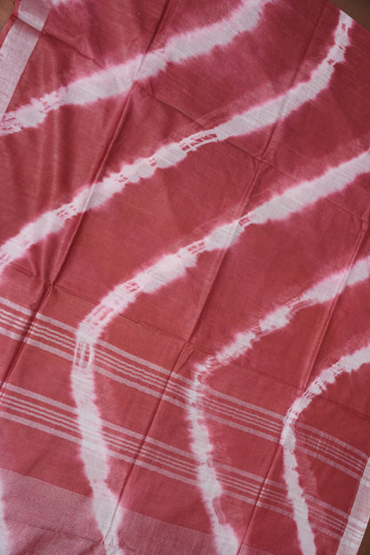 Pure Linen Shibori Print Saree - Maroon