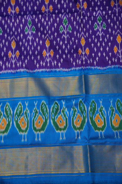 Pure Ikkat Soft Silk Saree - Purple with Blue
