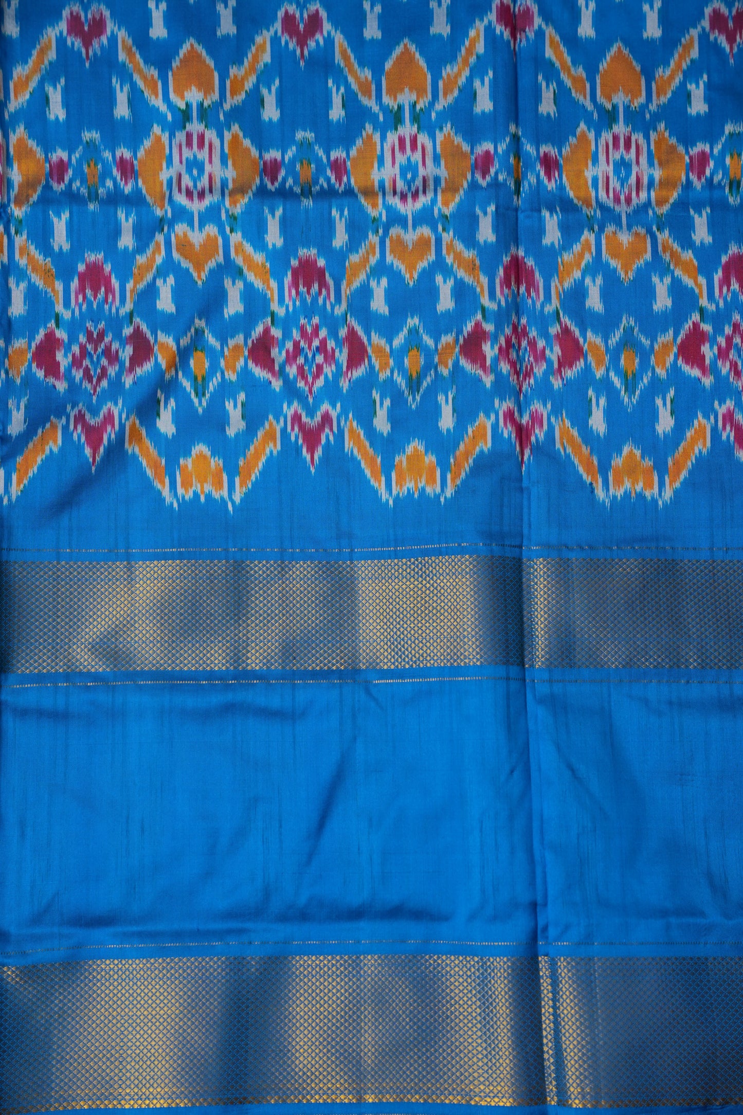 Pure Ikkat Soft Silk Saree - Purple with Blue