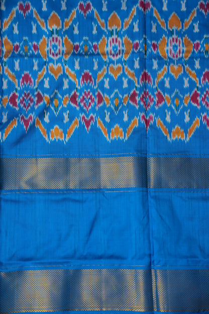 Pure Ikkat Soft Silk Saree - Purple with Blue