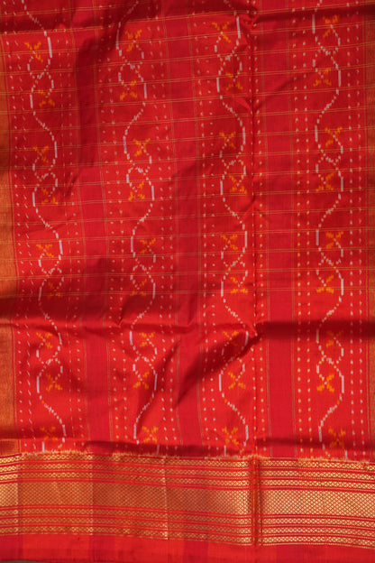 Pure Ikkat Soft Silk Saree - Coffee with Red