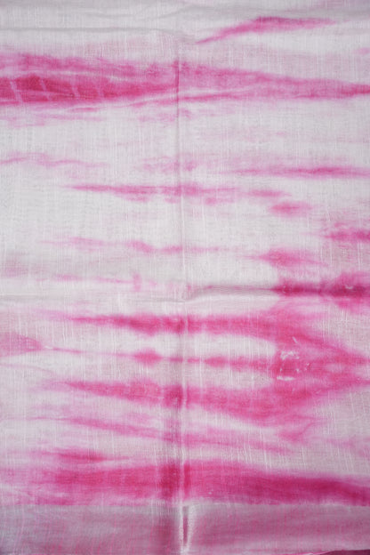 Pure Linen Shibori Print Saree - White & Pink