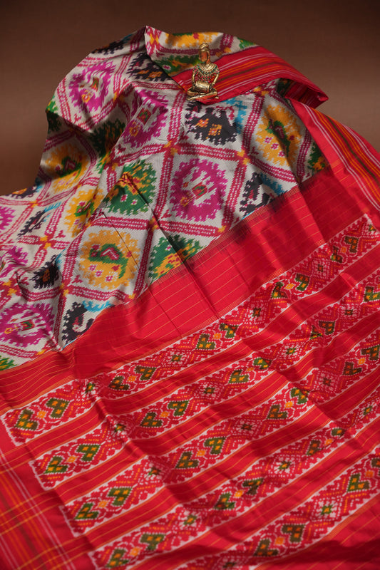 Pure Ikkat Soft Silk Saree - Multicolor