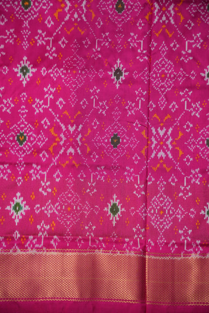 Pure Ikkat Soft Silk Saree - Teal Blue & Rani Pink