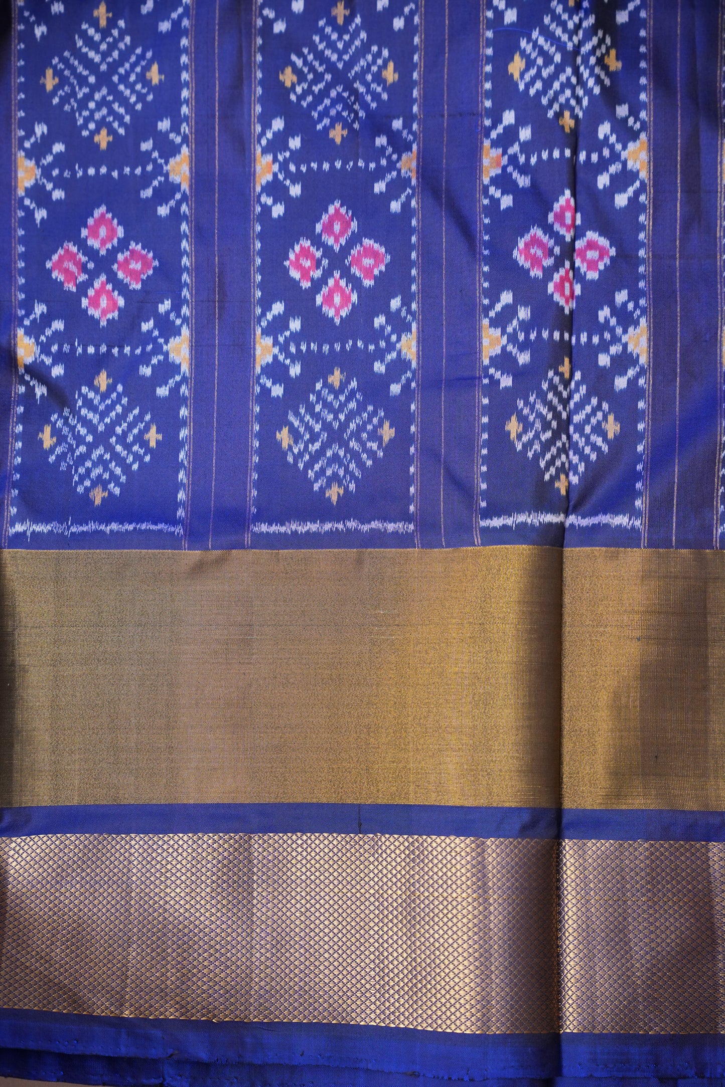 Pure Ikkat Soft Silk Saree - Teal Blue & Royal Blue
