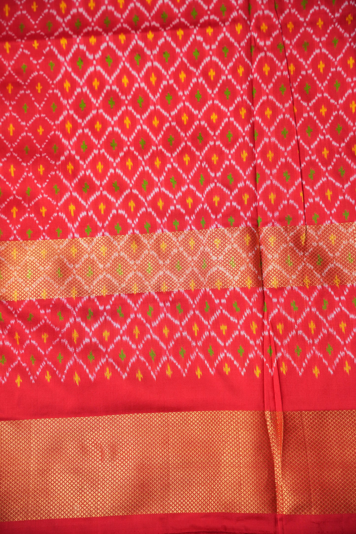 Pure Ikkat Soft Silk Saree - Yellow & Red