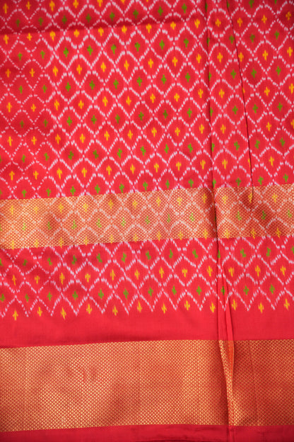 Pure Ikkat Soft Silk Saree - Yellow & Red