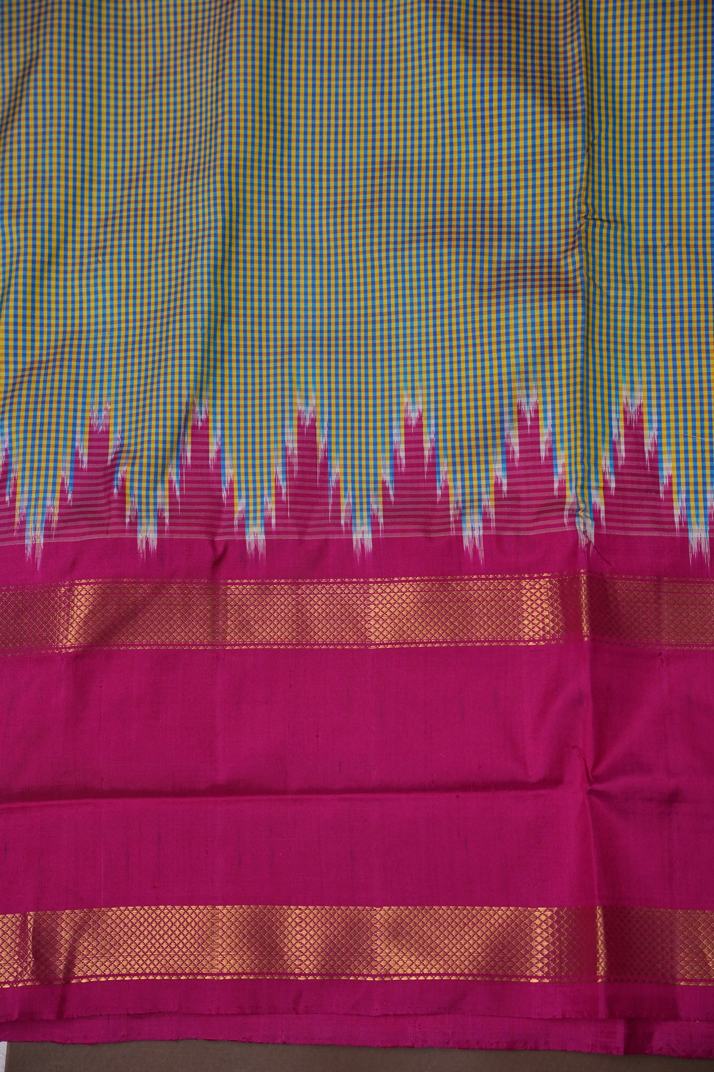 Pure Ikkat Soft Silk Saree - Pistachio Green & Pink