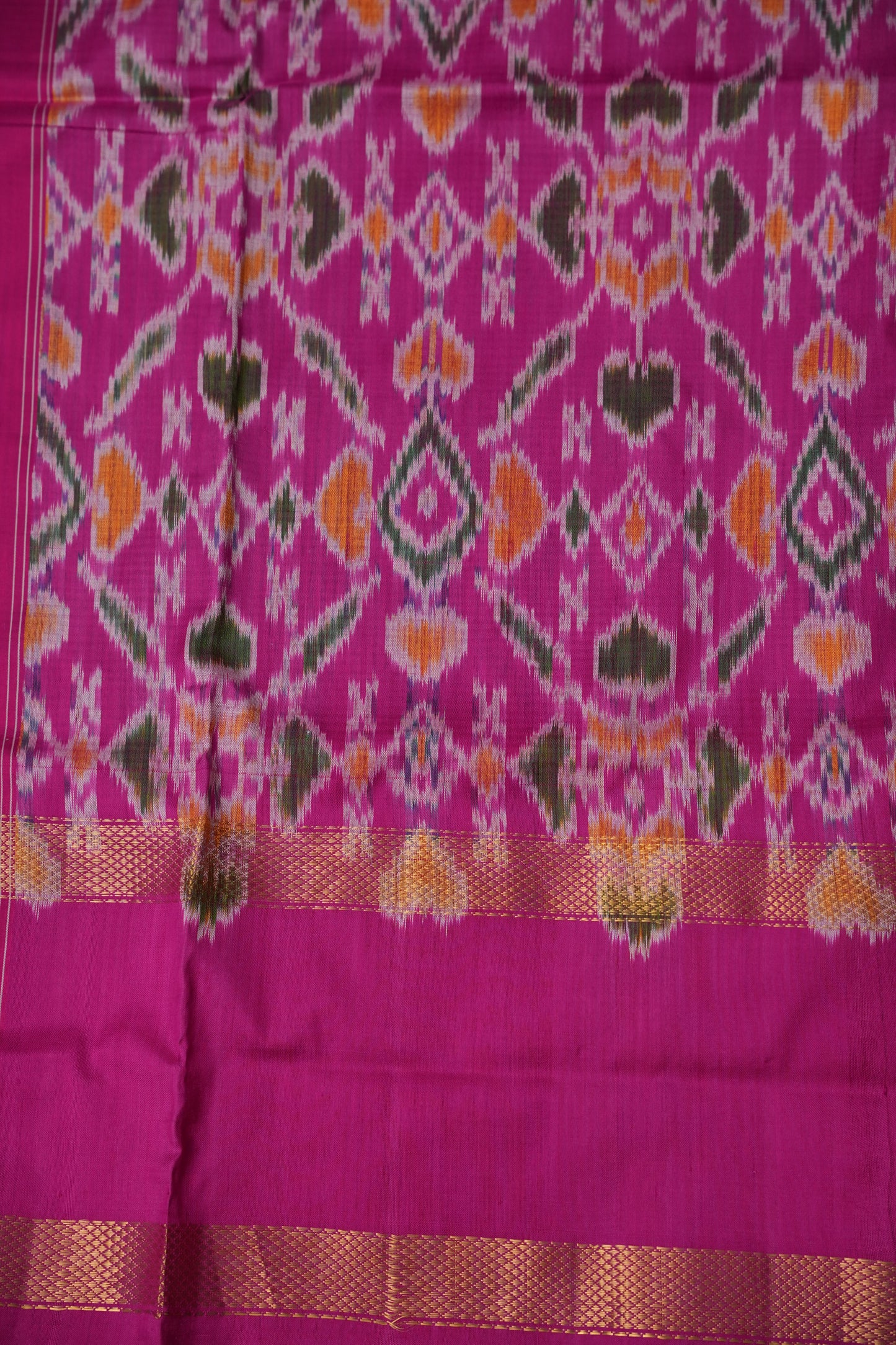Pure Ikkat Soft Silk Saree - Pistachio Green & Pink