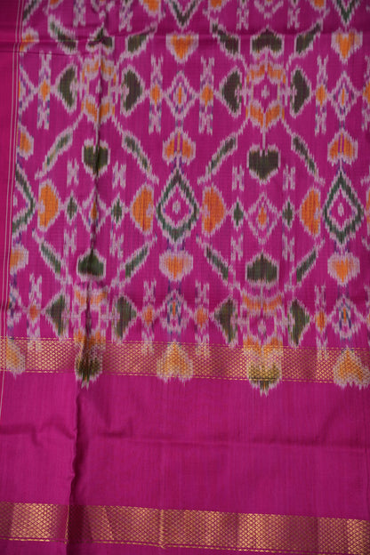 Pure Ikkat Soft Silk Saree - Pistachio Green & Pink
