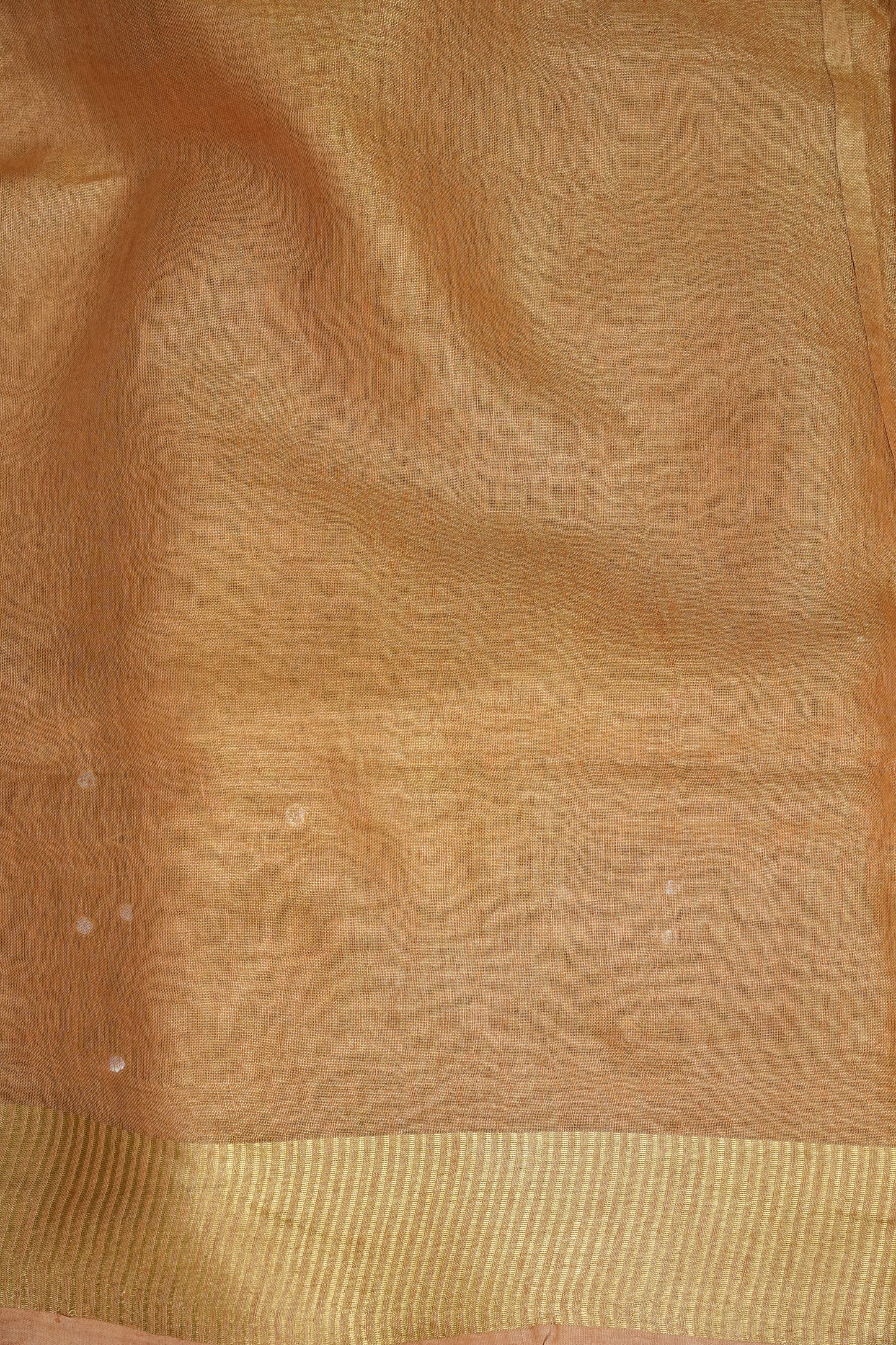 Hand Embroidered Pure Tissue Linen Silk Saree - Gold