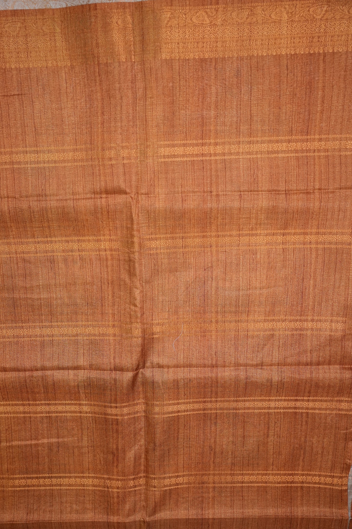 Semi Tussar Saree – Copper Brown & Magenta with Heritage Digital Print