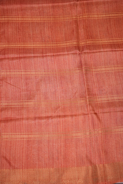 Semi Tussar Saree – Peach & Rose Pink with Heritage Digital Print