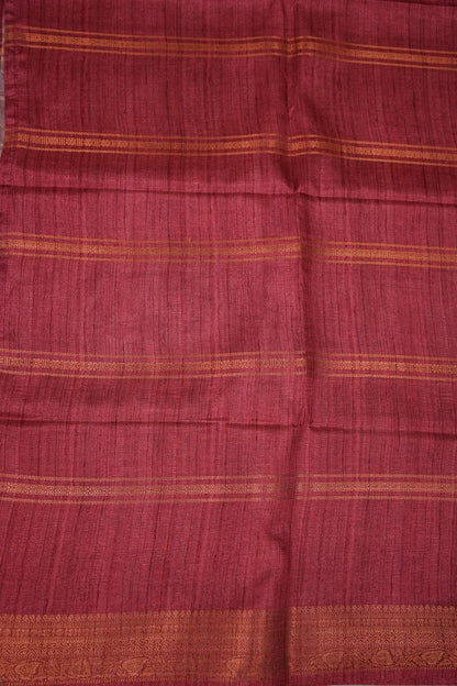 Semi Tussar Saree – Copper Brown & Pink with Heritage Digital Print