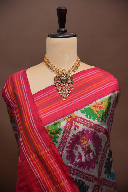 Pure Ikkat Soft Silk Saree - Multicolor