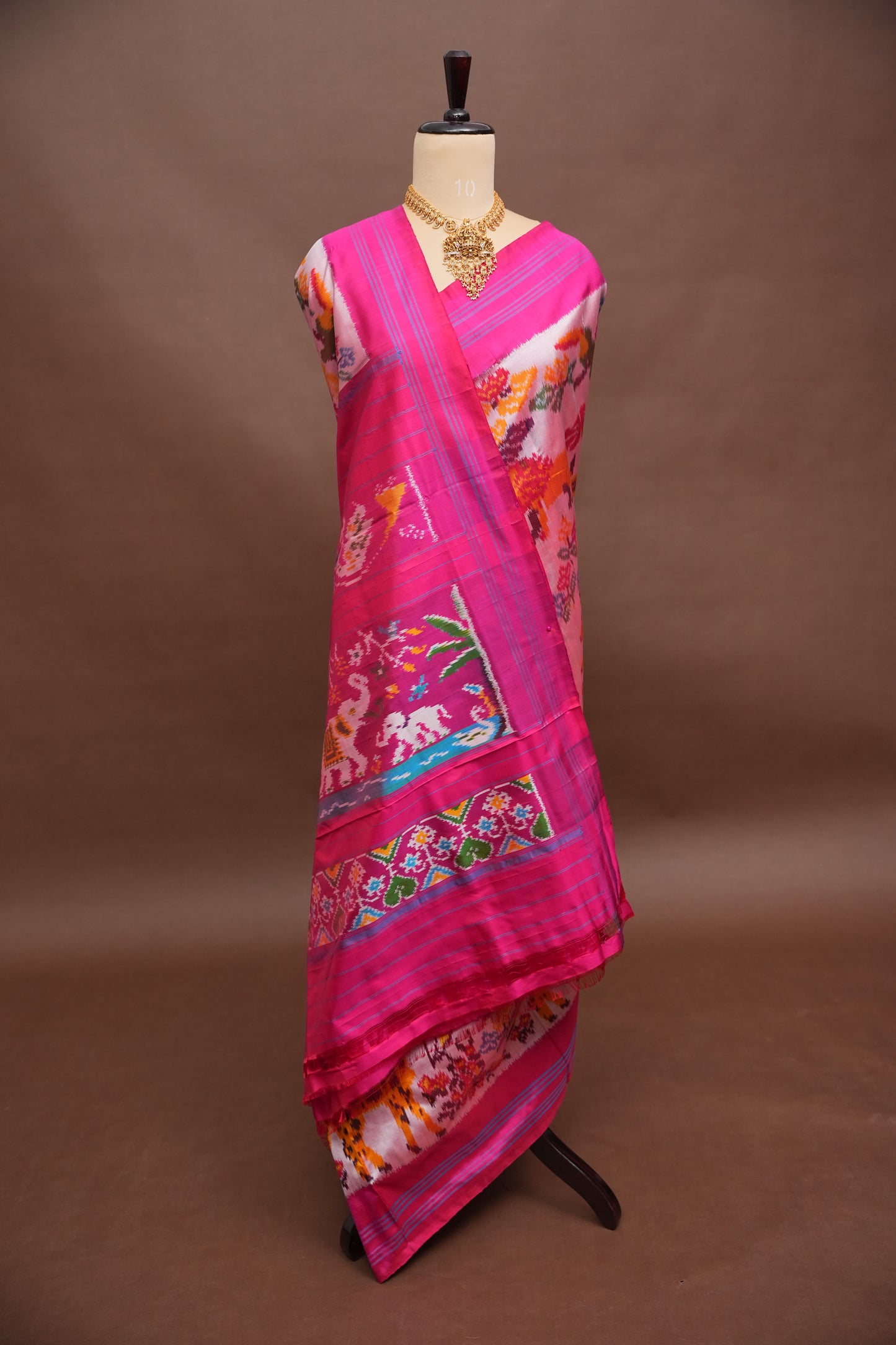 Pure Ikkat Soft Silk Saree -  Pink with Multicolour