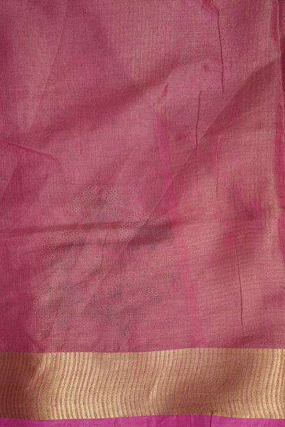 Hand Embroidered Pure Tissue Linen Silk Saree - Blush Pink