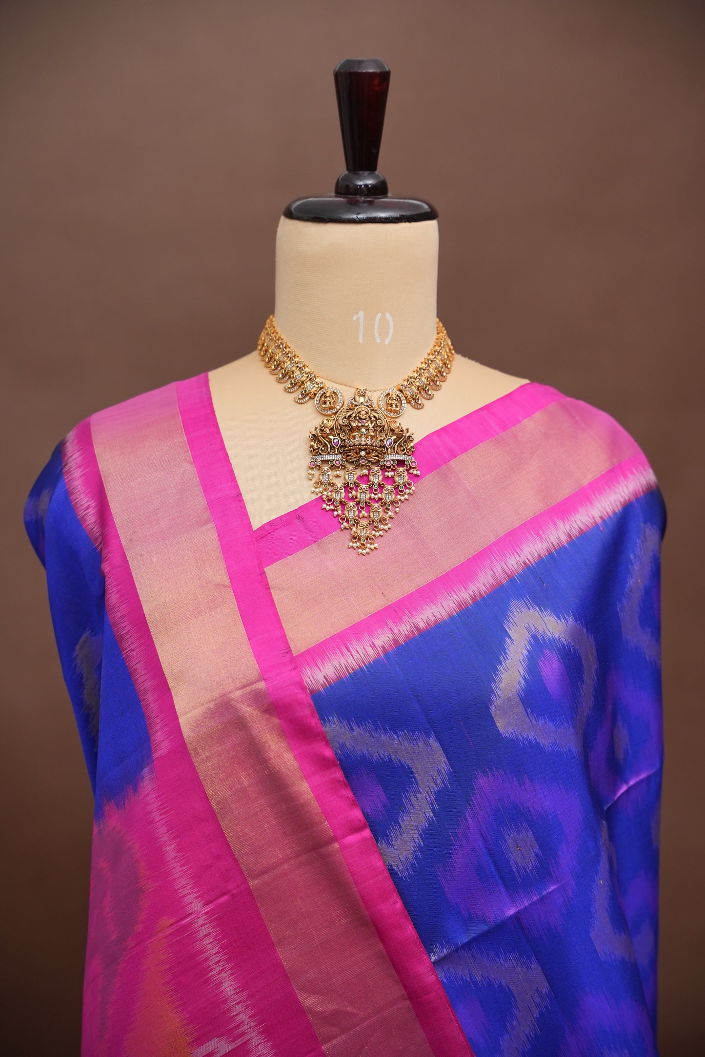 Pure Ikkat Soft Silk Saree – Royal Blue & Pink