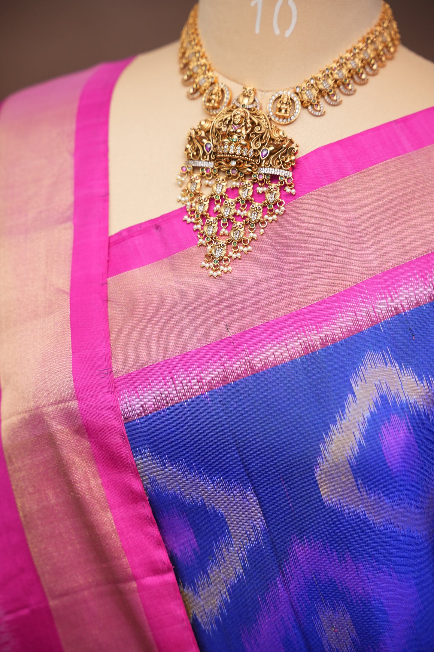 Pure Ikkat Soft Silk Saree – Royal Blue & Pink