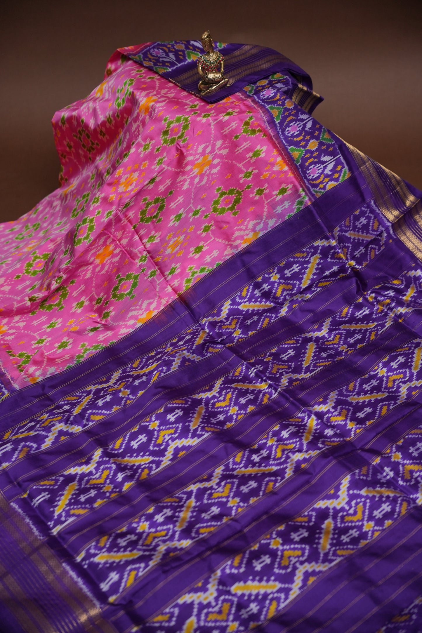 Pure Ikkat Soft Silk Saree - Purple & Pink