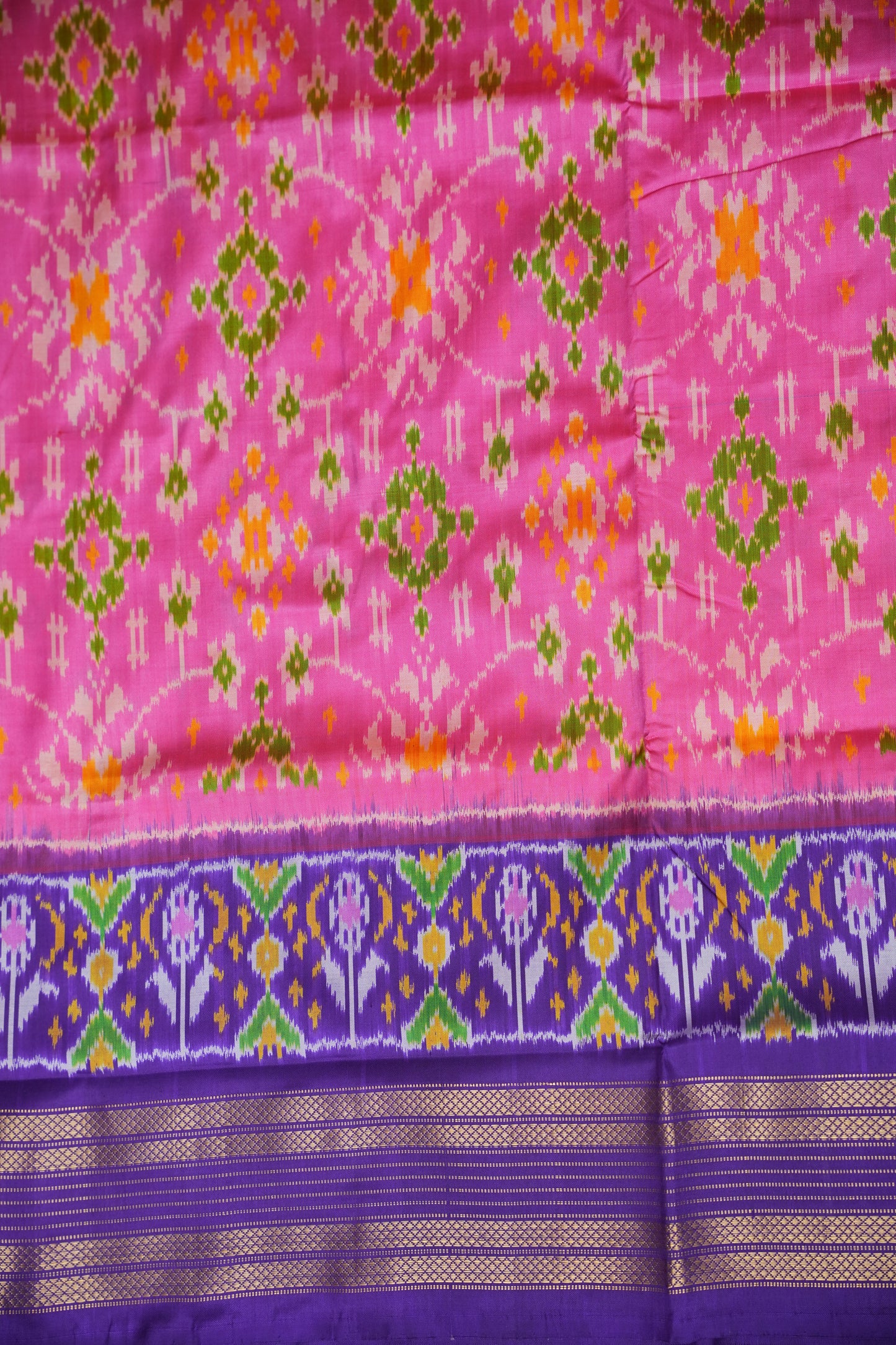 Pure Ikkat Soft Silk Saree - Purple & Pink